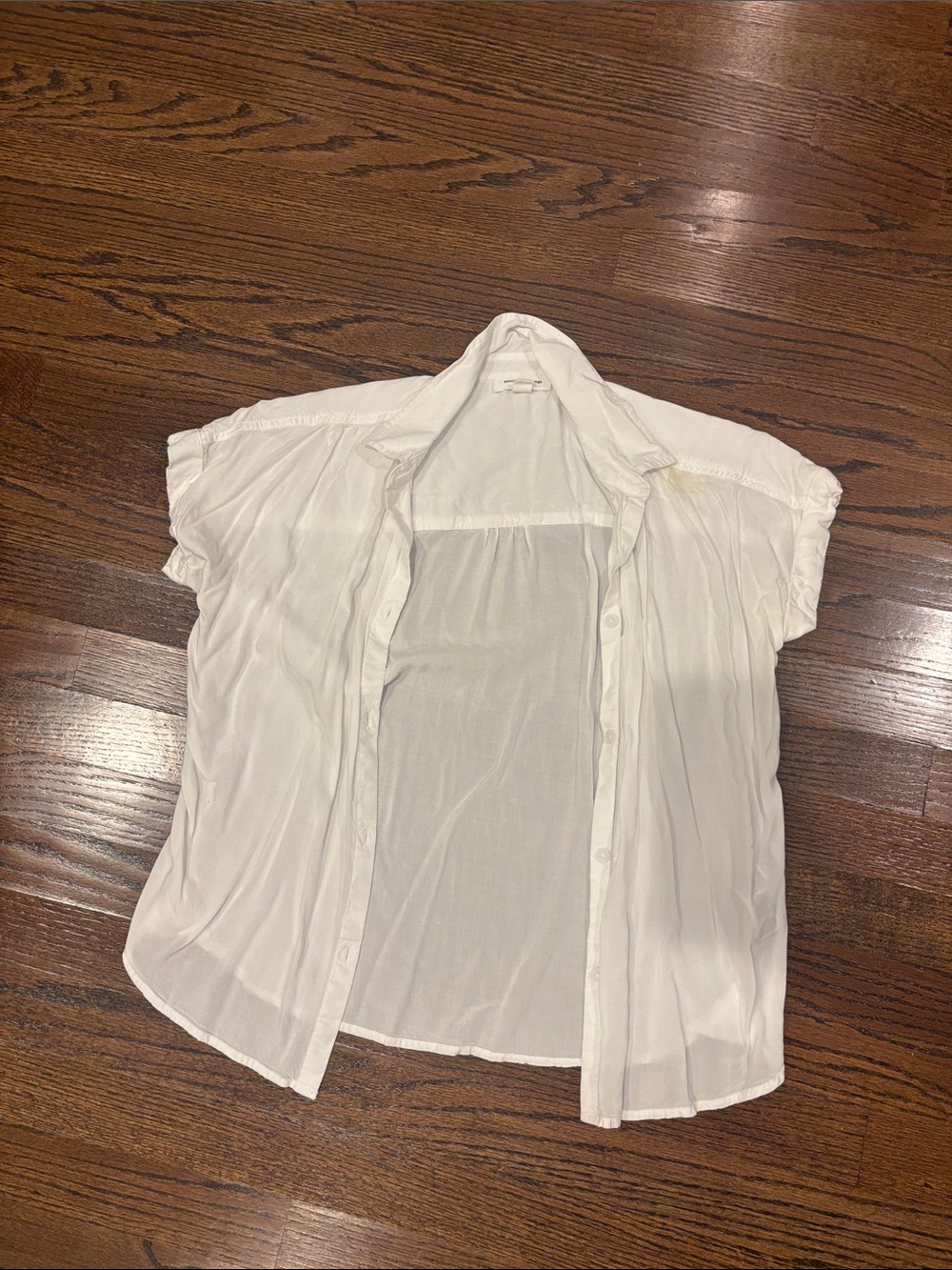 Women's White Short-Sleeve Button-Down Shirt - Lightweight Layering Top